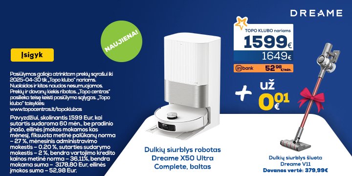 Dulkių siurblys robotas Dreame X50 Ultra Complete, baltas