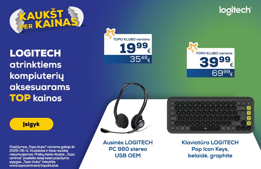 LOGITECH kompiuterių priedai TOP kainomis!