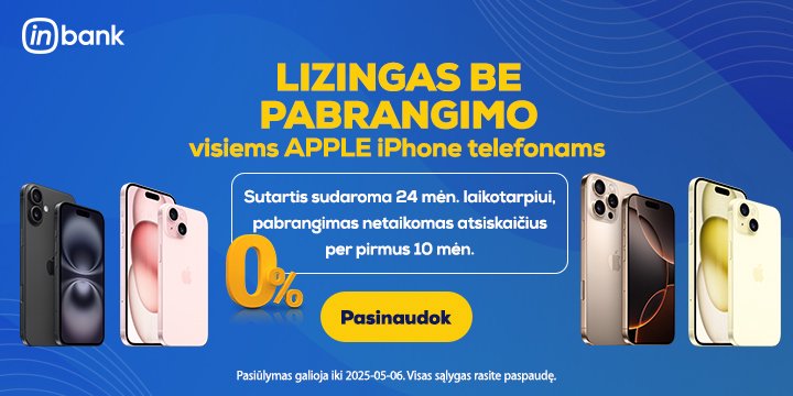 Lizingas be pabrangimo per 10 mėn. atrinktoms prekėms! | iPhone