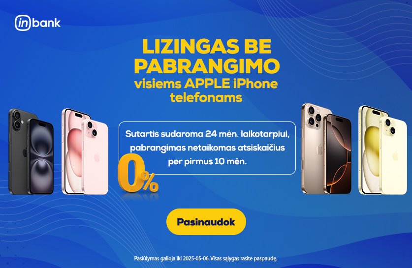 Lizingas be pabrangimo per 10 mėn. atrinktoms prekėms! | iPhone