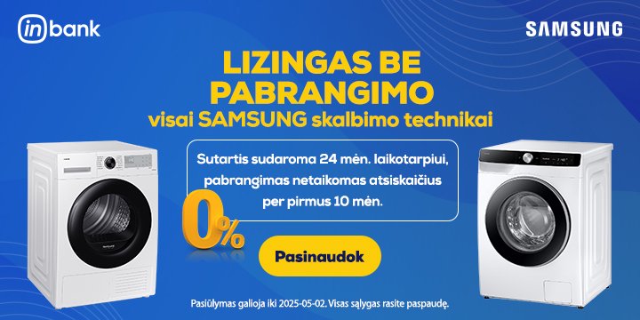 Lizingas be pabrangimo per 10 mėn. atrinktoms prekėms! | Samsung skalbyklės