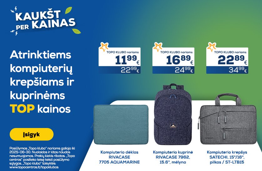 Atrinktiems kompiuterių dėklams ir krepšiams TOP kainos!