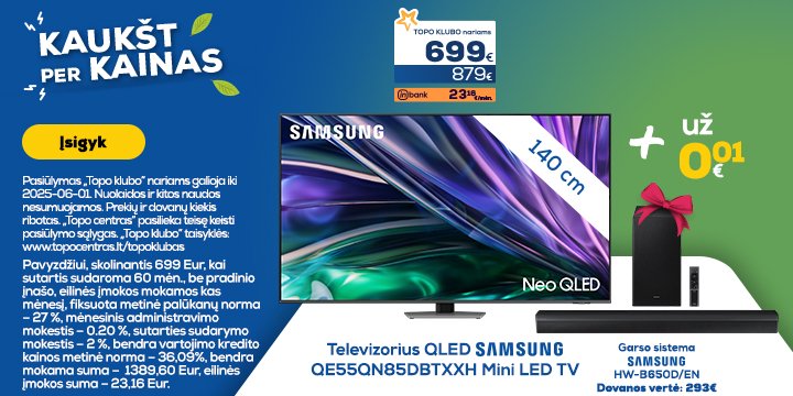 Televizorius QLED SAMSUNG QE55QN85DBTXXH Mini LED TV