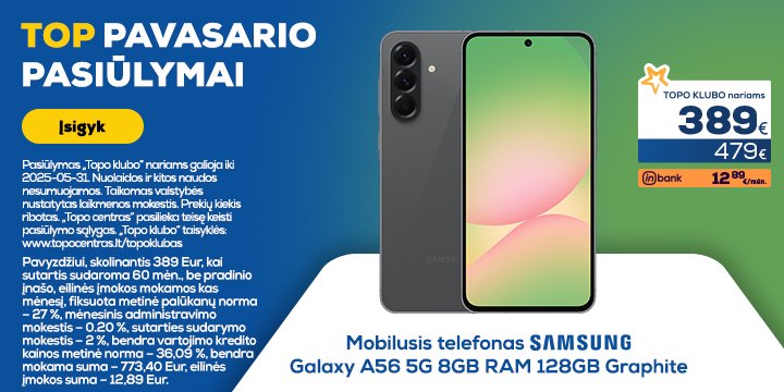 Samsung Galaxy A56 telefonams TOP kainos!