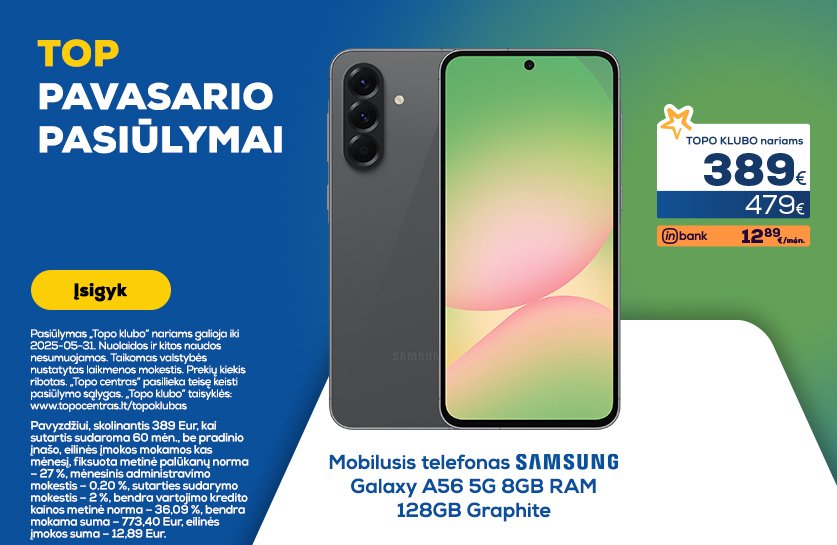 Samsung Galaxy A56 telefonams TOP kainos!