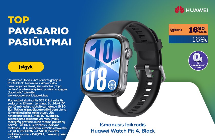 Naujiena! Huawei Watch Fit 4
