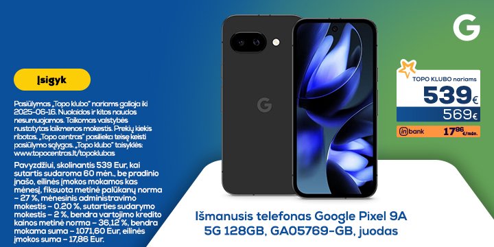 Išmanusis telefonas Google Pixel 9A 5G 128GB