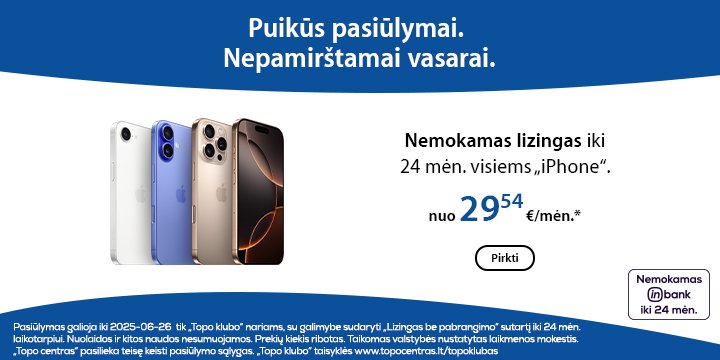 Atrinktiems Apple įrenginiams lizingas be jokio pabrangimo iki 24 mėn. | iPhone