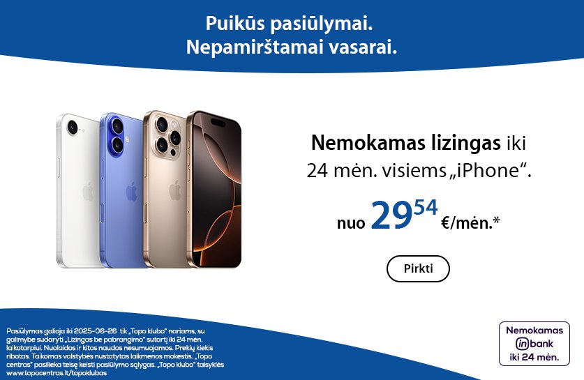 Atrinktiems Apple lizingas be pabrangimo iki 24 mėn.