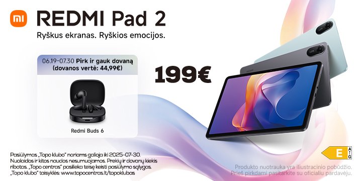 Naujiena! Xiaomi Redmi Pad 2