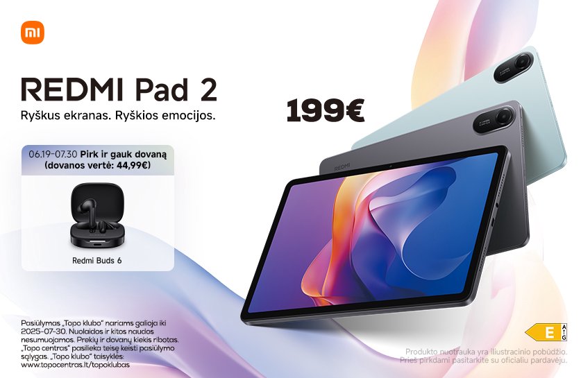 Naujiena! Xiaomi Redmi Pad 2