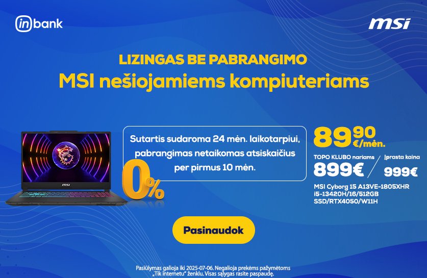 Nemokamas Moki10 lizingas MSI nešiojamiems kompiuteriams