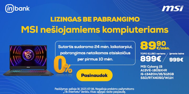 Nemokamas Moki10 lizingas MSI nešiojamiems kompiuteriams