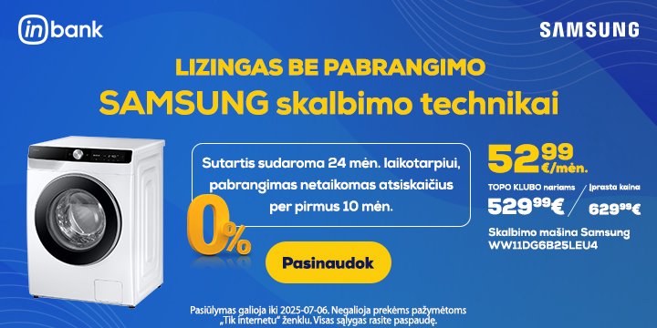 Nemokamas Moki10 lizingas Samsung skalbimo technikai