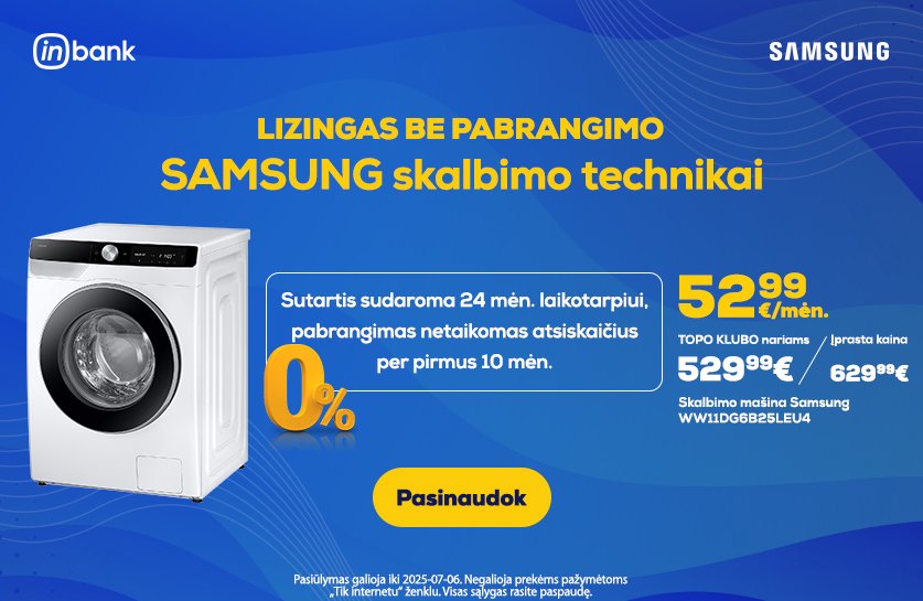 Nemokamas Moki10 lizingas Samsung skalbimo technikai