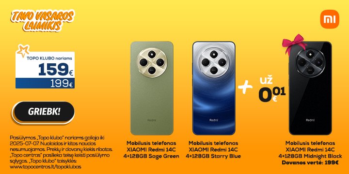 Pirk Xiaomi Redmi 14C telefoną ir kitą telefoną gauk už 0,01 €