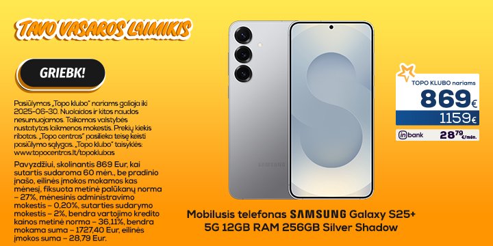 Mobilusis telefonas Samsung Galaxy S25+ 5G 12GB