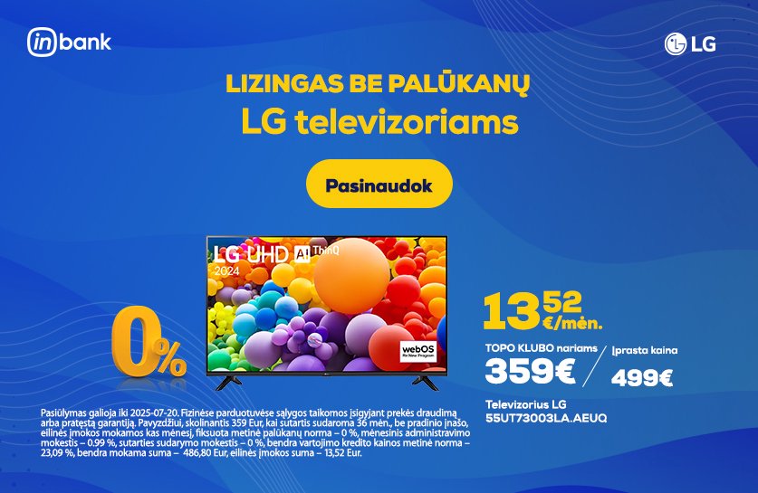 Lizingas be palūkanų LG televizoriams