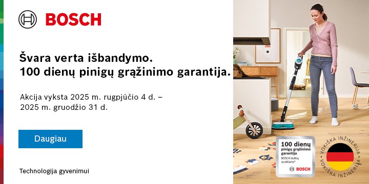 Švara verta išbandymo! 100 dienų pinigų grąžinimo garantija