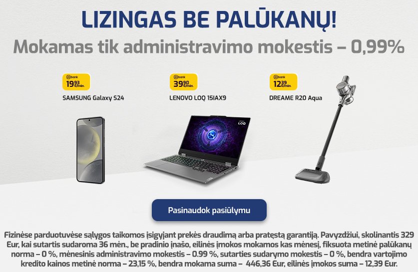Lizingas be palūkanų prekėms nuo 100 €