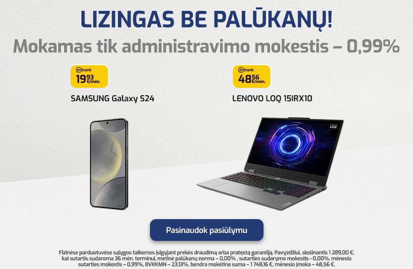 Lizingas be palūkanų prekėms nuo 100 €