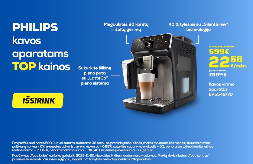 Philips kavos aparatai TOP kainomis!