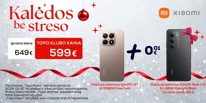 Pirk Xiaomi 15T išmanųjį ir kitą telefoną gauk už 0,01 €