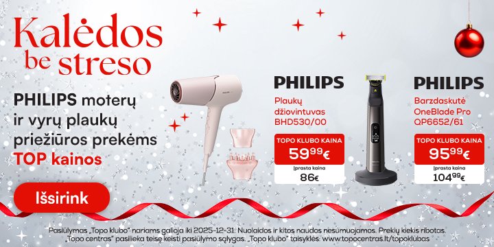 Philips plaukų priežiūrios prietaisams TOP kainos