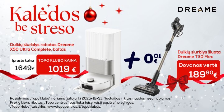 Dulkių siurblys robotas Dreame X50 Ultra Complete, baltas