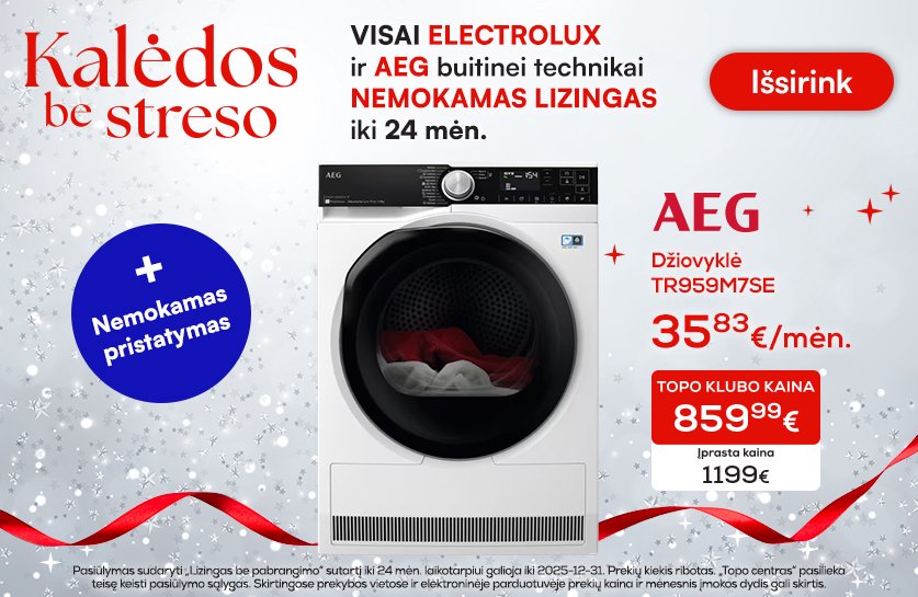 AEG ir ELECTROLUX buitinei technikai lizingas be pabrangimo + NEMOKAMAS PRISTATYMAS