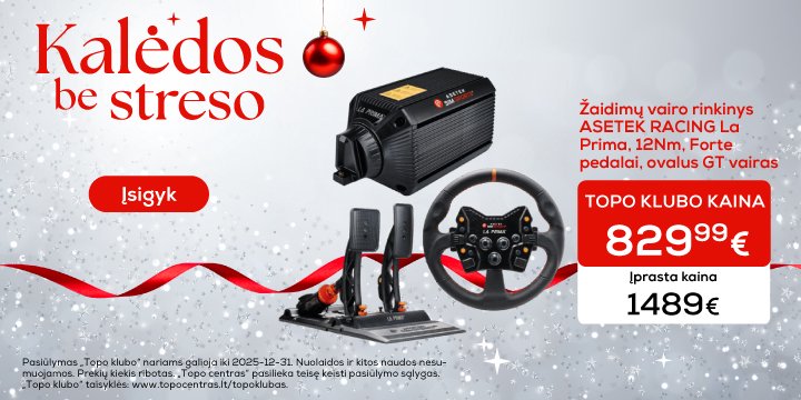 Žaidimų vairo rinkinys ASETEK RACING La Prima, 12Nm, Forte pedalai, ovalus GT vairas