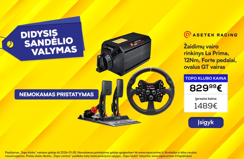 Žaidimų vairo rinkinys ASETEK RACING La Prima, 12Nm, Forte pedalai, ovalus GT vairas