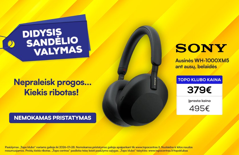 Ausinės SONY WH-1000XM5 ant ausų,belaidės, juodos