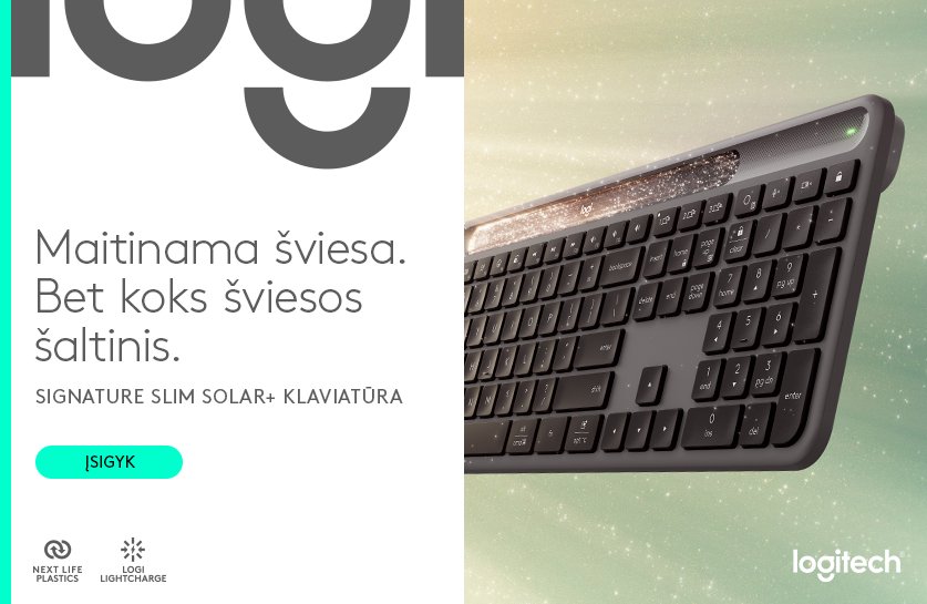 Belaidė klaviatūra LOGITECH Slim Solar+ wireless K980(US)