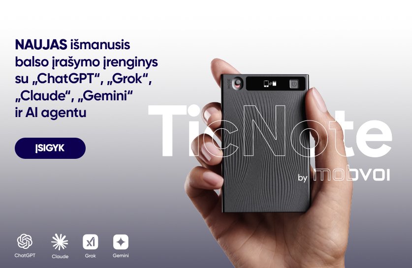 Išmanusis balso įrašymo įrenginys Ticnote su agentiniu DI NE-79