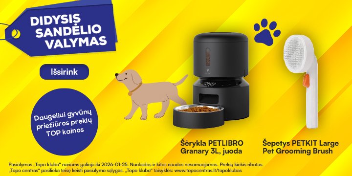 Daugeliui gyvūnų priežiūros prekių TOP kainos