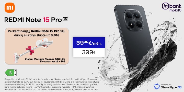 Mobilusis telefonas XIAOMI Redmi Note 15 Pro 5G 8+256GB Black