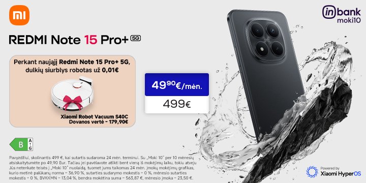 Mobilusis telefonas XIAOMI Redmi Note 15 Pro+ 5G 8+256GB Black