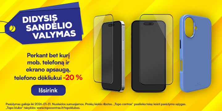 Telefonas + stiklas ir dėklui -20 %