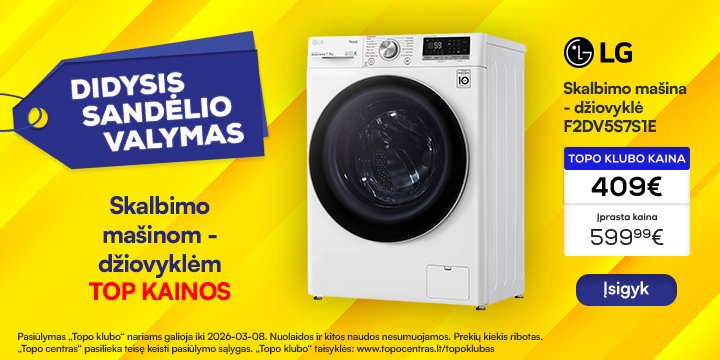 Skalbimo mašinoms - džiovyklėms TOP kainos