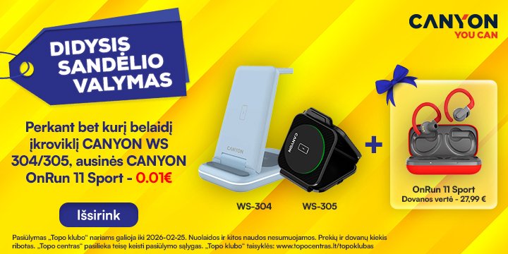 Perkant belaidį pakrovėja CANYON, ausines gauk už 0,01 €