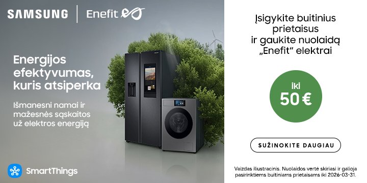 Pirk Samsung buitinę techniką, gauk Enefit elektrai nuolaidą