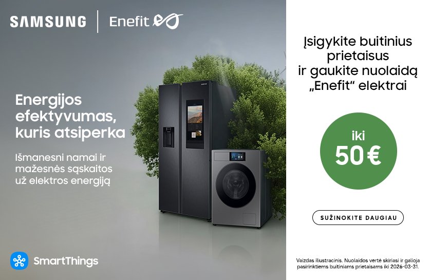 Pirk Samsung buitinę techniką, gauk Enefit elektrai nuolaidą