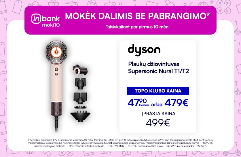 Plaukų džiovintuvas DYSON Supersonic Nural T1/T2 Ceramic pink/Rose gold, 113407-01
