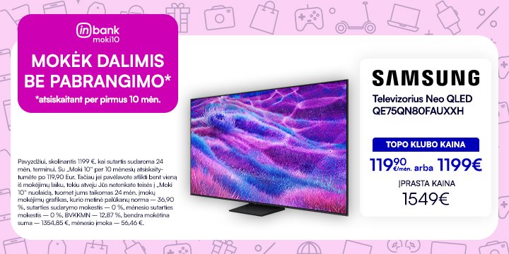 Televizorius Samsung Neo QLED QE75QN80FAUXXH