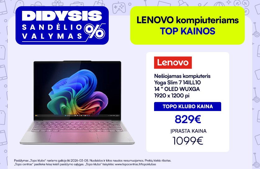 LENOVO nešiojamiems žaidimų kompiuteriams TOP kainos!