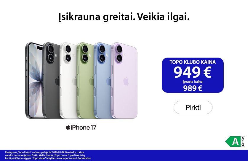 Apple iPhone 17 TOP kainomis!