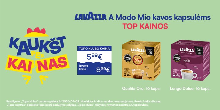Lavazza Modo Mio kavos kapsulėms TOP kainos