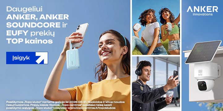 Daugeliui ANKER, ANKER SOUNDCORE ir EUFY prekių TOP kainos