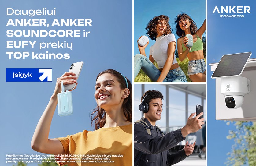 Daugeliui ANKER, ANKER SOUNDCORE ir EUFY prekių TOP kainos